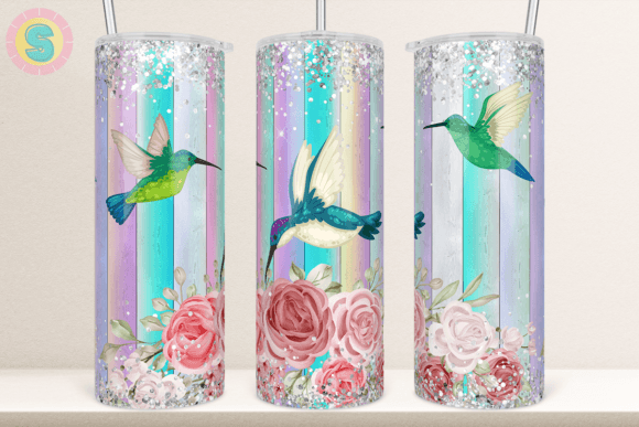 20Oz Hummingbird Floral Tumbler Wrap PNG: Graphics for Crafts & Content