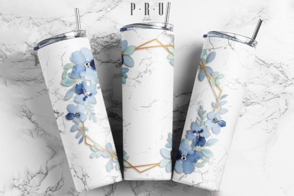 20oz Skinny Tumbler Flower on Marble PNG Graphics for Crafts