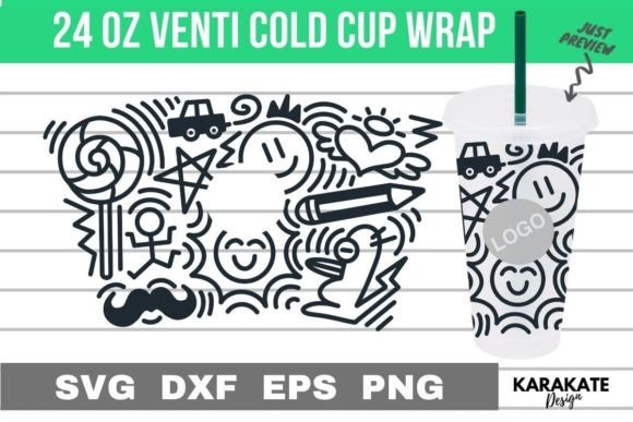 Boy Doodle Venti Cup Wrap: Graphics for Crafts