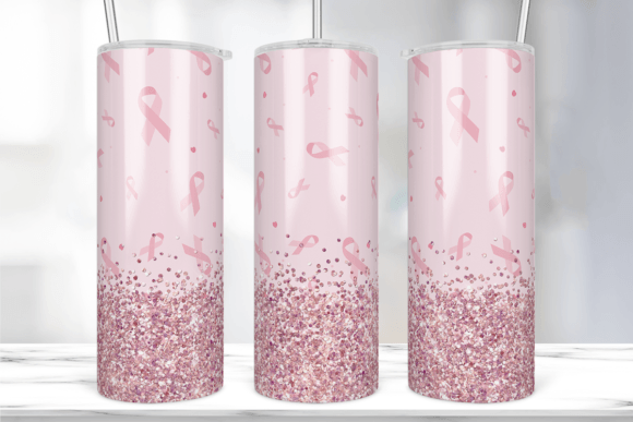 Breast Cancer Glitter Pink Tumbler Wrap