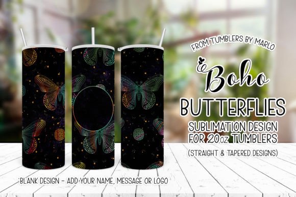 Butterflies Add Your Own 20oz Tumbler Graphics & Print Templates