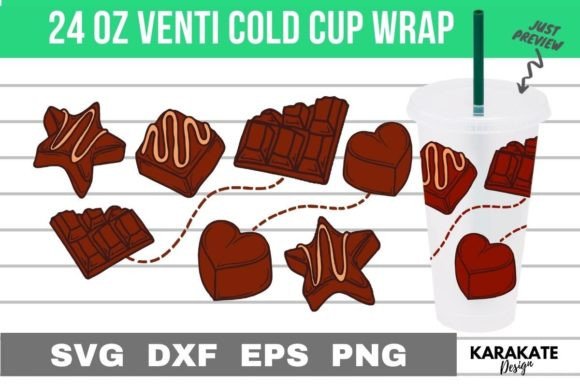 Chocolate, 24 Oz Venti Cup Wrap: Graphics for Crafts & Local Branding