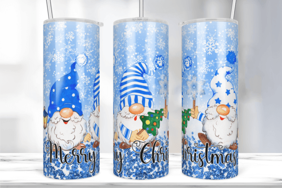 Christmas Gnomes Snowflake Tumbler Wrap: Graphics & Print Templates