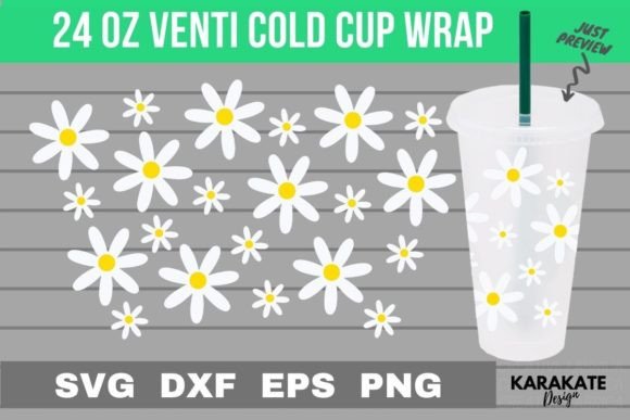 Cool Daisy Venti Cup Wrap: Graphics for Crafts & Content