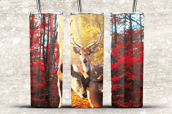 Deer Hunting Fall Tumbler 20oz Skinny Graphics