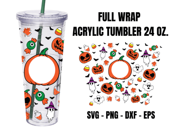 Doodle Halloween Acrylic Cup Graphics for Crafts