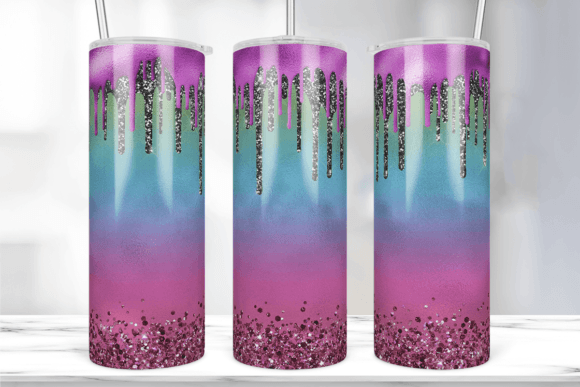 Dripping Pastel Glitter Tumbler Wrap: Graphics & Print Templates