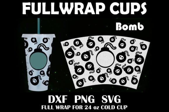Full Wrap 24 Oz Cold Cup Bomber Graphics & Print Templates