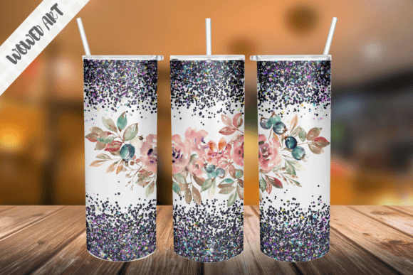 Glitter Flower Skinny Tumbler Wrap: Graphics for Crafts