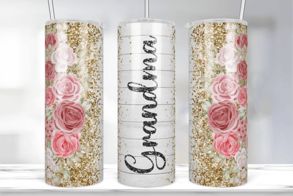 Grandma Pink Rose Tumbler Wrap: Graphics for Crafts