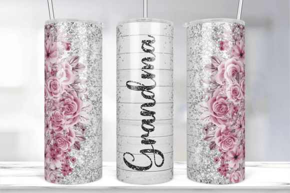 GRANDMA Purple Floral Tumbler Wrap PNG – Graphics for Crafts