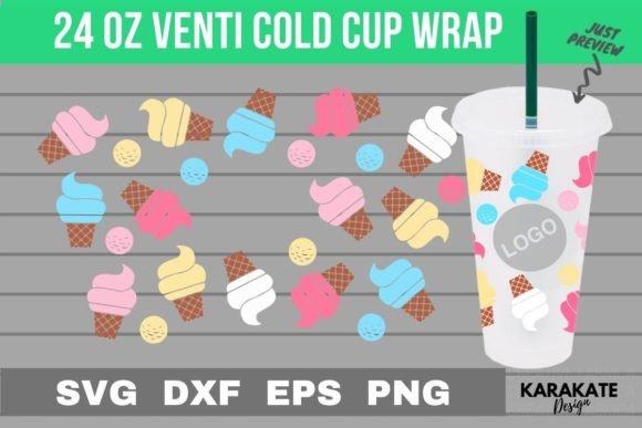 Ice Cream Venti Cup Hole Wrap: Graphics for Crafts