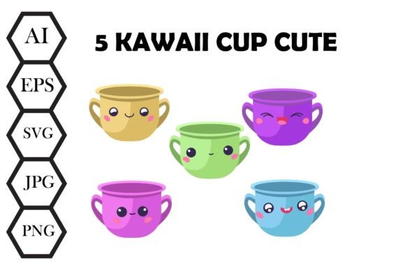 Kawaii Cup Cute Set: Graphics & Illustrations for Playful Publishing