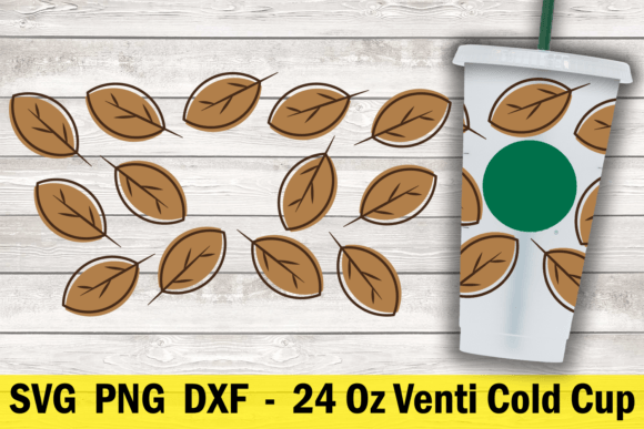 Leaves 24 Oz Cold Cup Wrap: Graphics for Crafts-Driven Branding