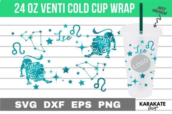 Leo Zodiac 24 Oz Venti Cup Hole Wrap: Graphics for Crafts & Branding