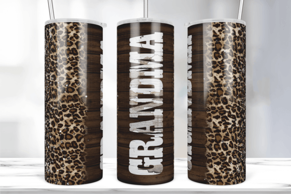 Leopard Wood Grandma Tumbler Wrap: Graphics & Print Templates