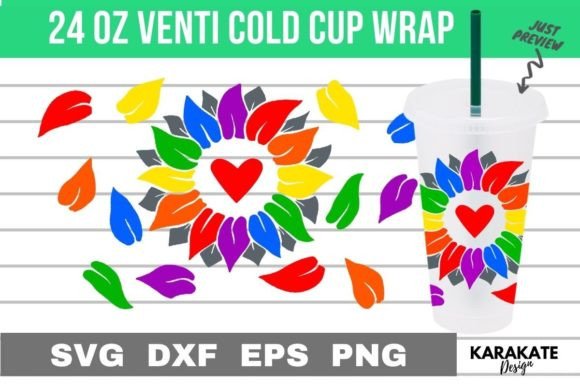 LGBTQ Sunflower 24 Oz Venti Cup Wrap: Graphics for Crafts & Local Branding