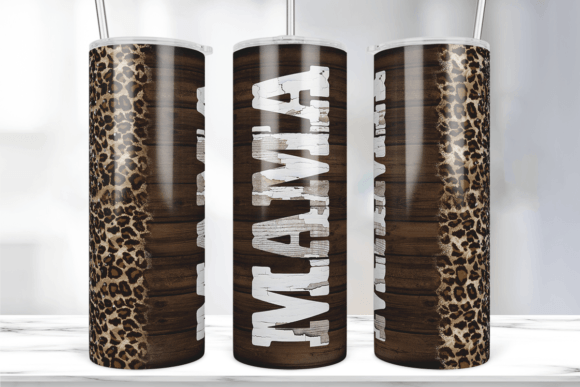Mama Leopard Black Glitter Tumbler Wrap: Graphics & Print Templates