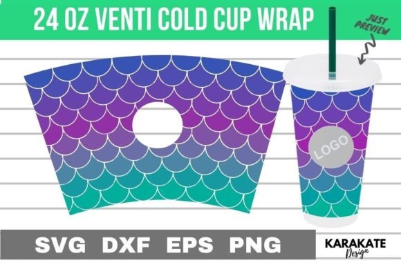 Mermaid Scale Venti Cup Wrap: Graphics for Crafts & Content
