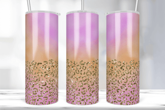Pastel Glitter Leopard Tumbler Wrap: Graphics & Print Templates