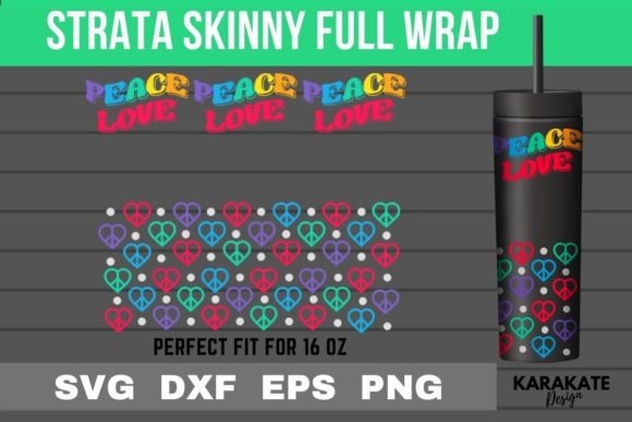 Peace Heart 16 Oz Strata Skinny Wrap SVG for Crafts & Graphics