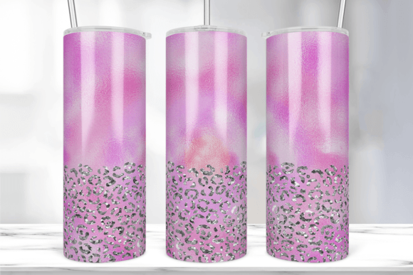 Pink Pastel Glitter Leopard Tumbler Wrap: Graphics & Print Templates
