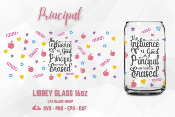 Principal 16oz Libbey Glass Wrap SVG: Graphics for Tumbler Wraps