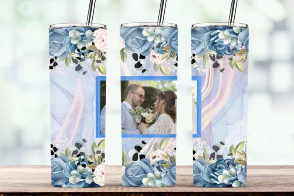 Rose Blue Wedding Photo Frame Tumbler: Graphics for Crafts