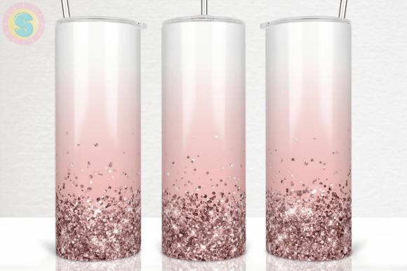 Rose Gold Glitter Tumbler Wrap PNG: Graphics for Crafts & Branding