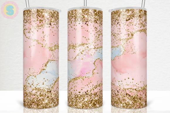 SEAMLESS Pink Glitter Agate Tumbler Wrap