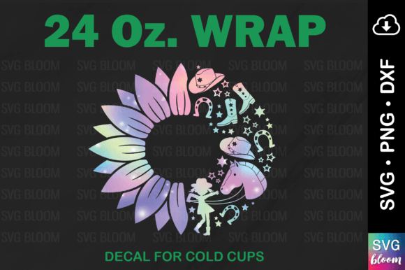 Sunflower Cowgirl Tumbler Wrap 24 Oz: Graphics & Print Templates