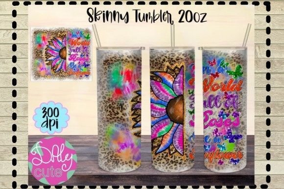 Tie Dye Sunflower Tumbler 20oz PNG Graphics & Print Templates